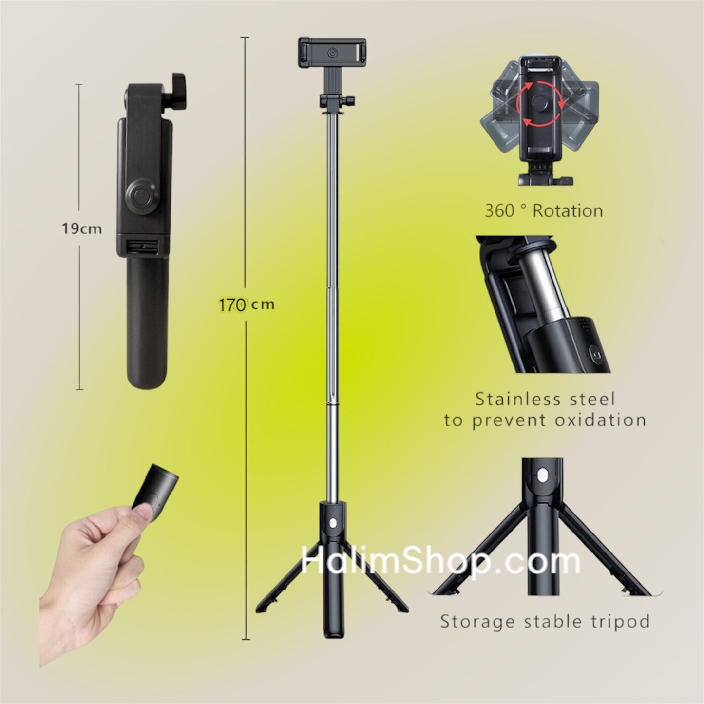 Neepho P170S Bluetooth Selfie Stick and tripod