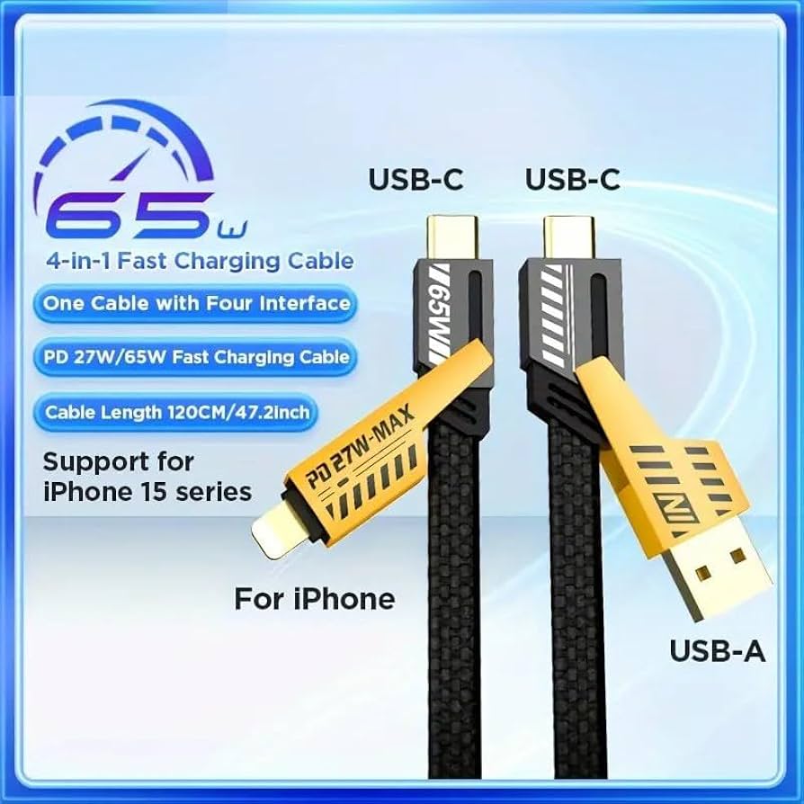 4 in 1 Fast Charging Cable for iPhone and android