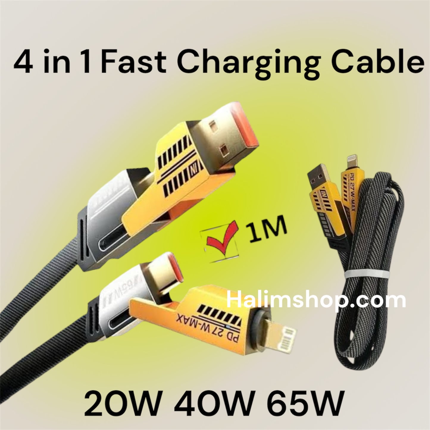 4 in 1 Fast Charging Cable for iPhone and android