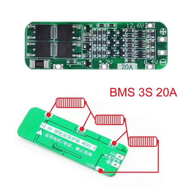 BMS 3S 12.6V BMS - Lithium Battery 3S 12V 10A Charge Protection Board BMS