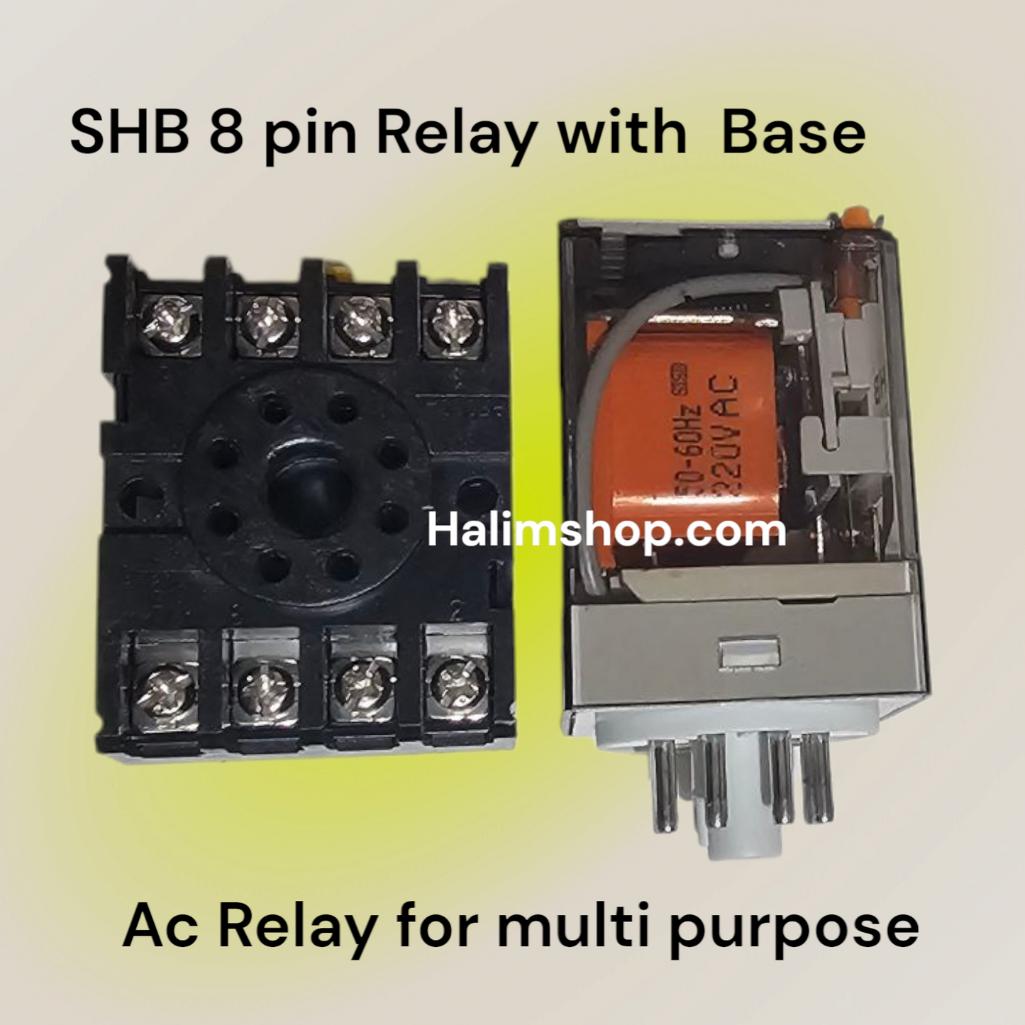 SHB 8 pin Relay 220V Ac 10A 60.12 With 8pin Relay with Base