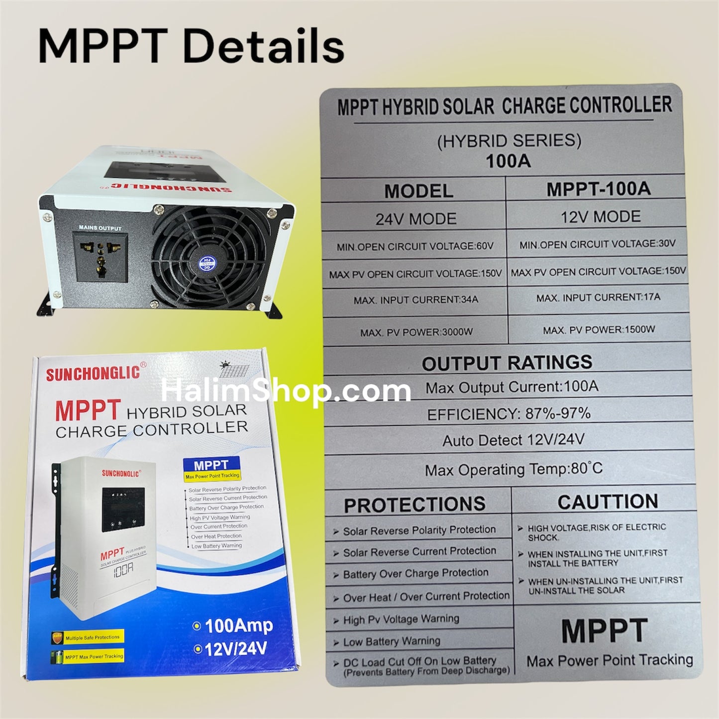 Sunchonglic MPPT 100A imported High Quality 12V, 24V