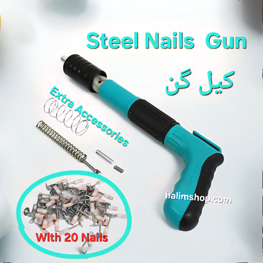 Steel Nail Gun for Concrete, Brick, Steel & Wood Planks with 20 Nails