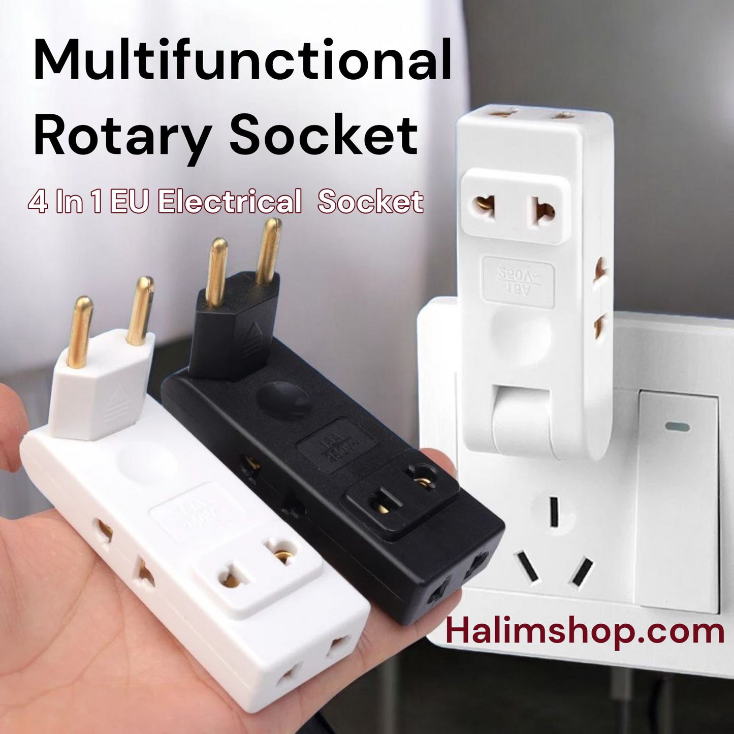 4 in 1 EU Electrical Socket 180 Degree Rotation Plug Adapter – Halim ...