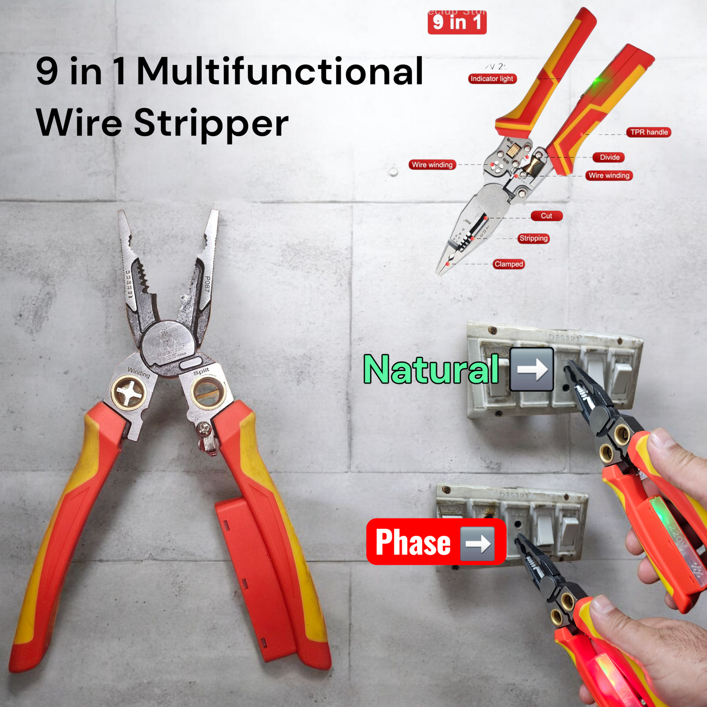 PRIDE 9 in 1 Multifunctional Wire Stripper With Electricity Tester